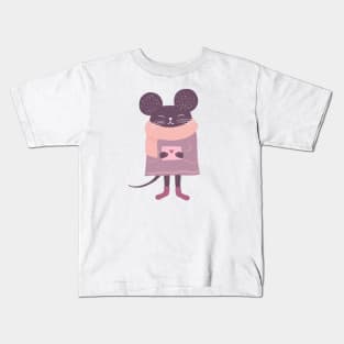 Cute purple girl mouse with love letter Kids T-Shirt